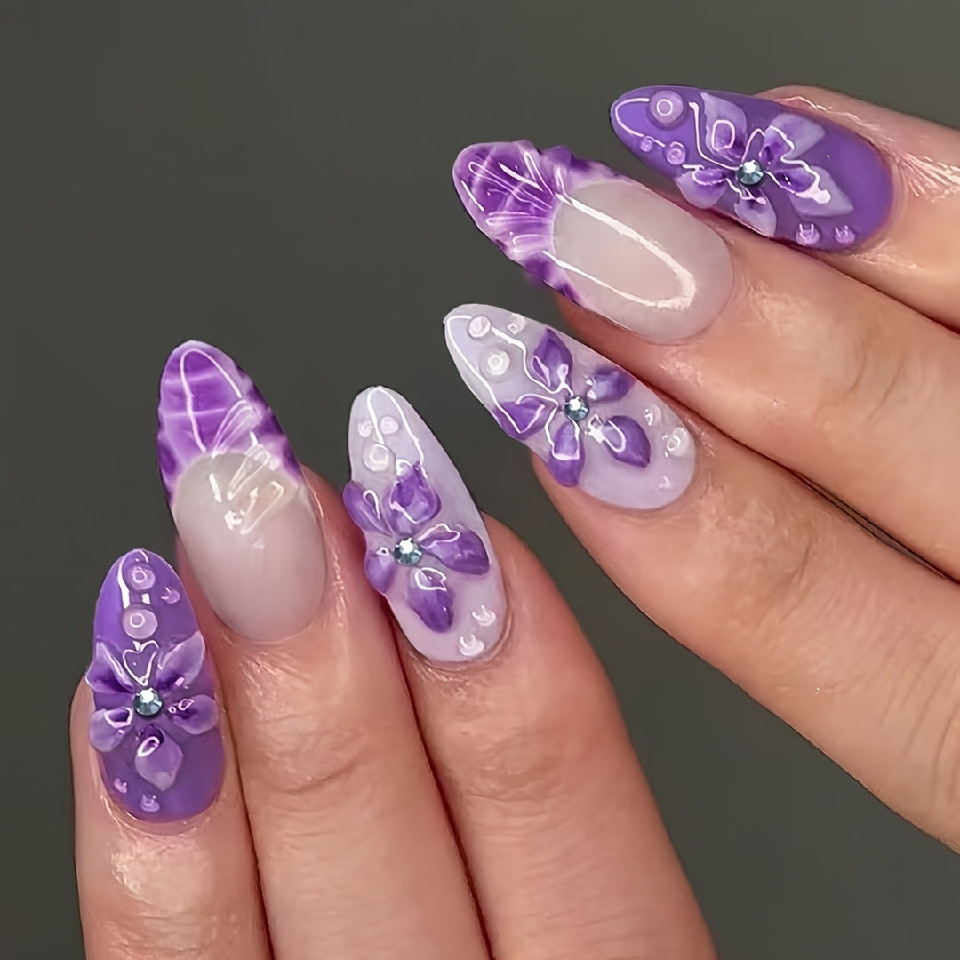 Premium Floral Press-On Nails Stornfield
