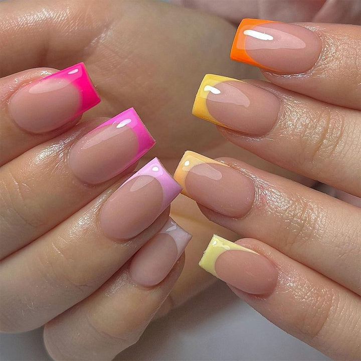 Colorful Ombre French Tip Press-On Nails Stornfield