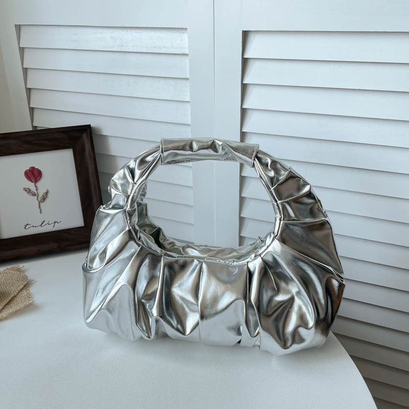 Ruffled Metallic Handbag