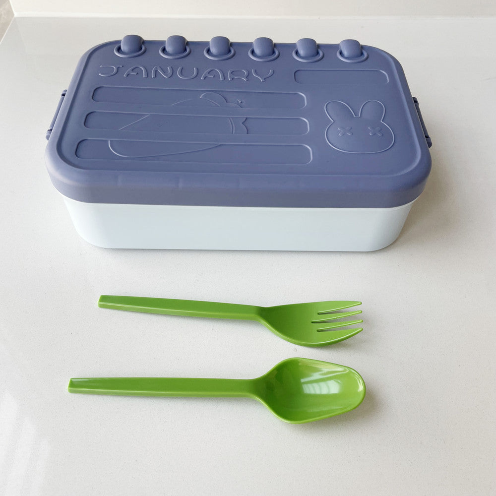 Multi-Compartment Cute Bunny-Themed Lunch Box with Utensils
