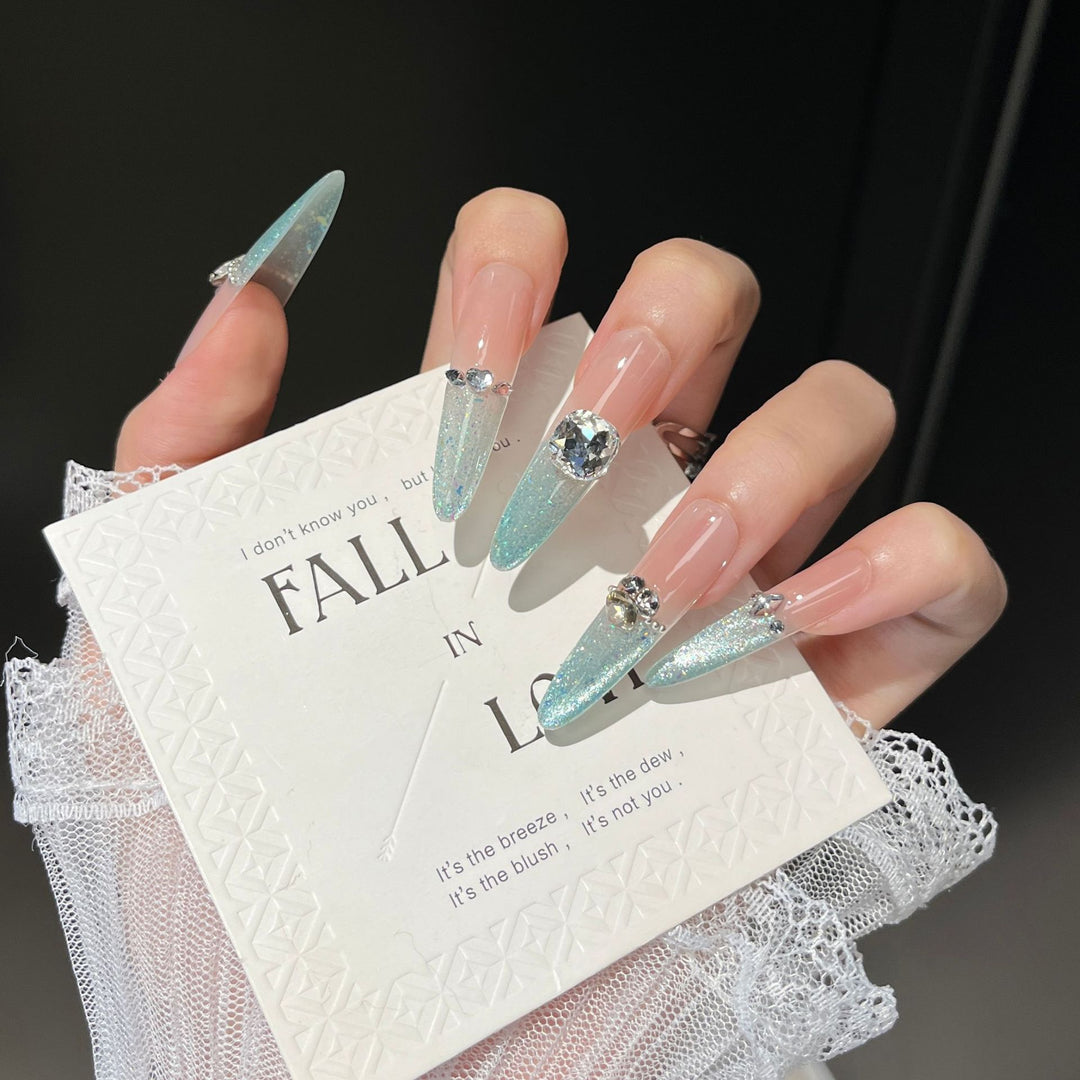 Glamorous Crystal-Embellished Stiletto Press-On Nail Extensions Stornfield