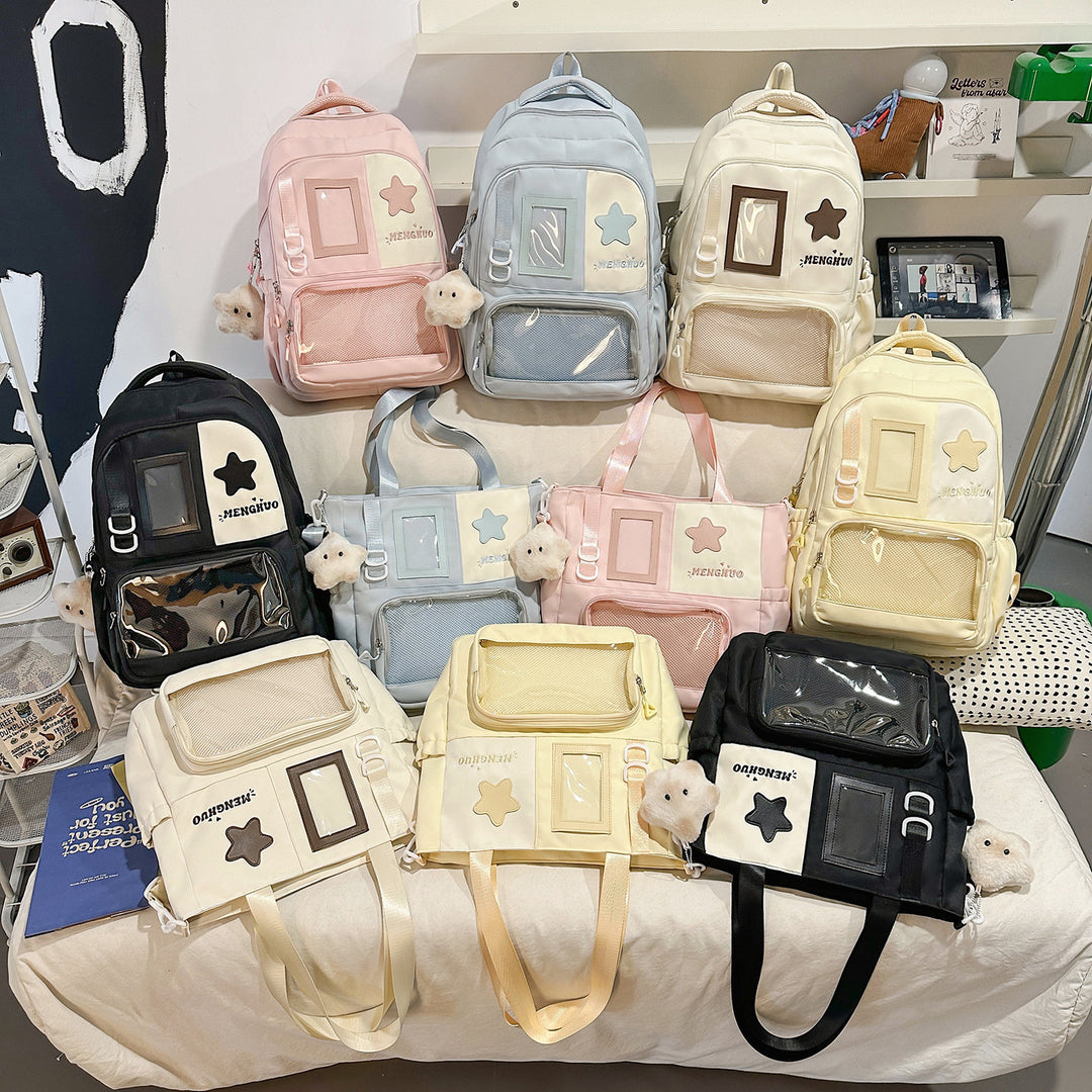 Structured Casual Backpack with Transparent Pocket Stornfield