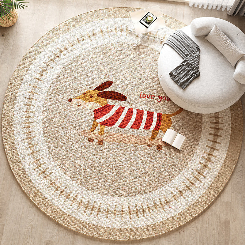 Round Dog-Themed Area Rug