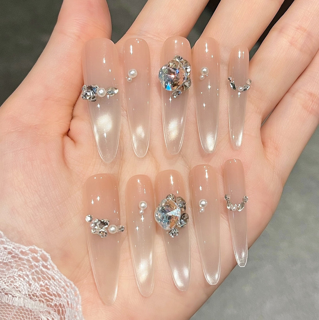 Luxury Crystal-Studded Press-On Nail Extensions Stornfield