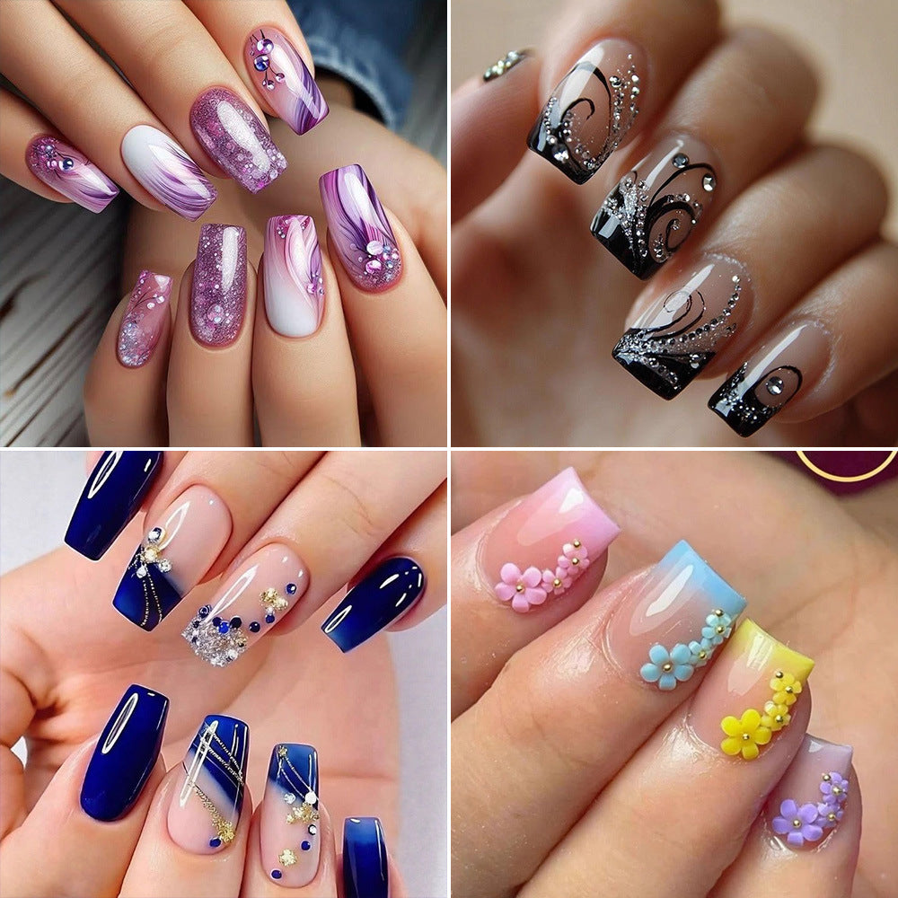 Artificial nails with floral 3D applications Stornfield