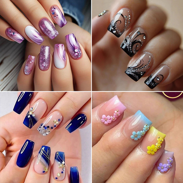 Artificial nails with floral 3D applications Stornfield