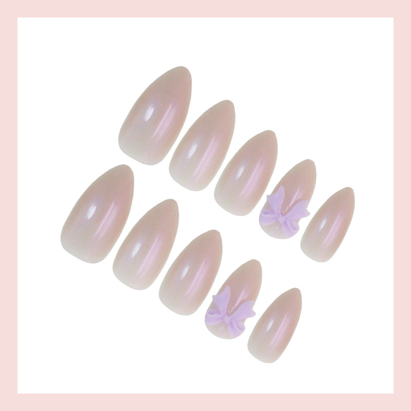 Artificial nail set with elegant bows and gentle design Stornfield