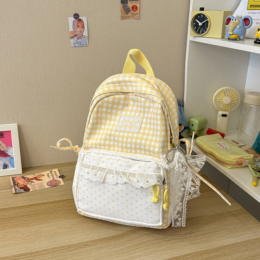 Stylish Gingham Patterned Backpack Stornfield