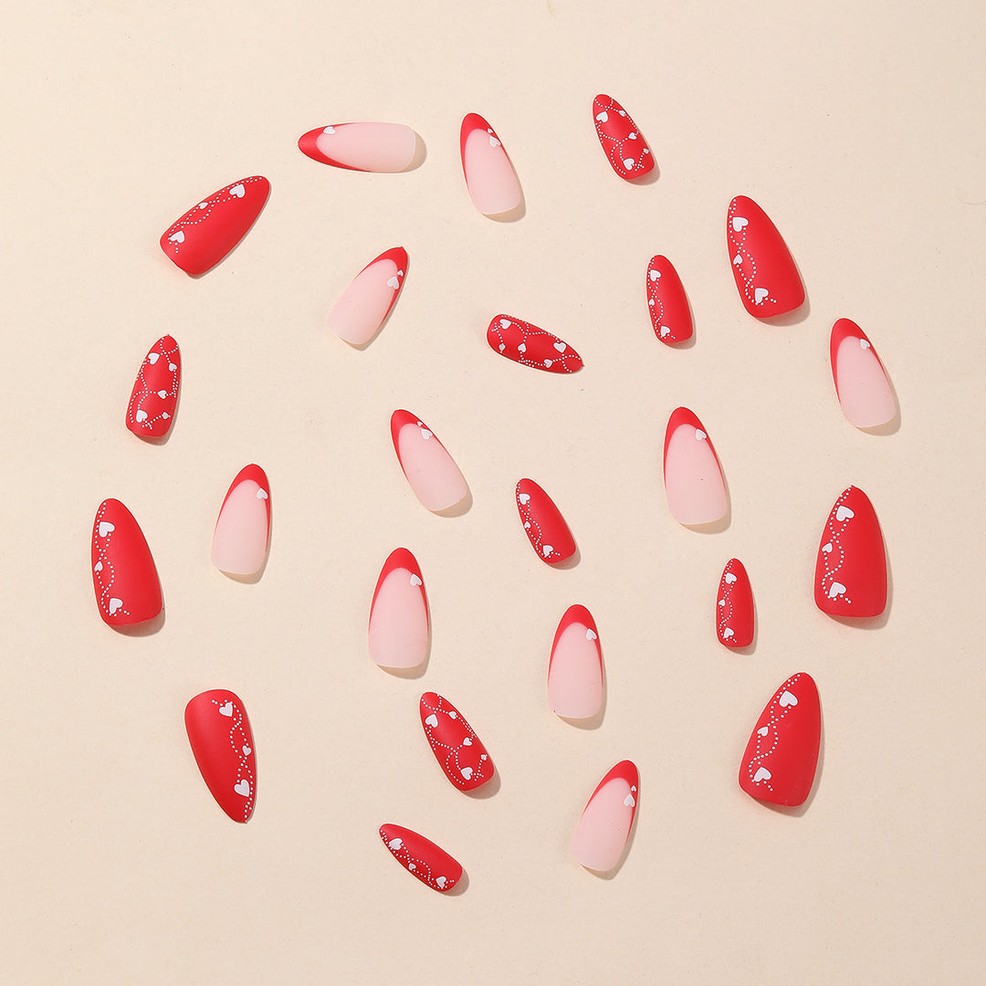 Romantic Heart-Design Acrylic Nail Art Extensions Stornfield