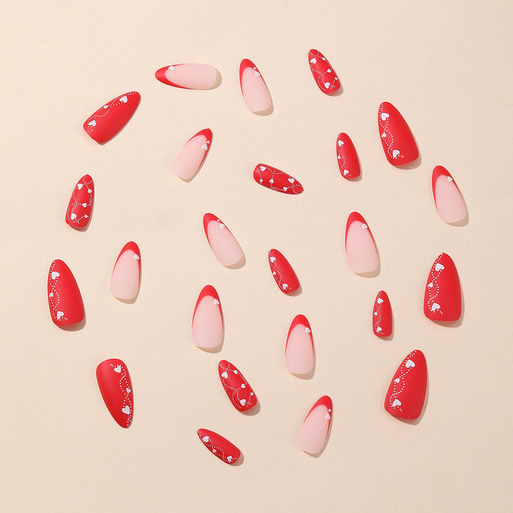 Romantic Heart-Design Acrylic Nail Art Extensions Stornfield