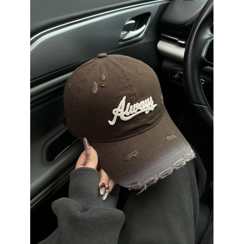 Women's Distressed Denim Style Baseball Cap Stornfield