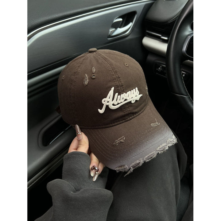 Women's Distressed Denim Style Baseball Cap Stornfield
