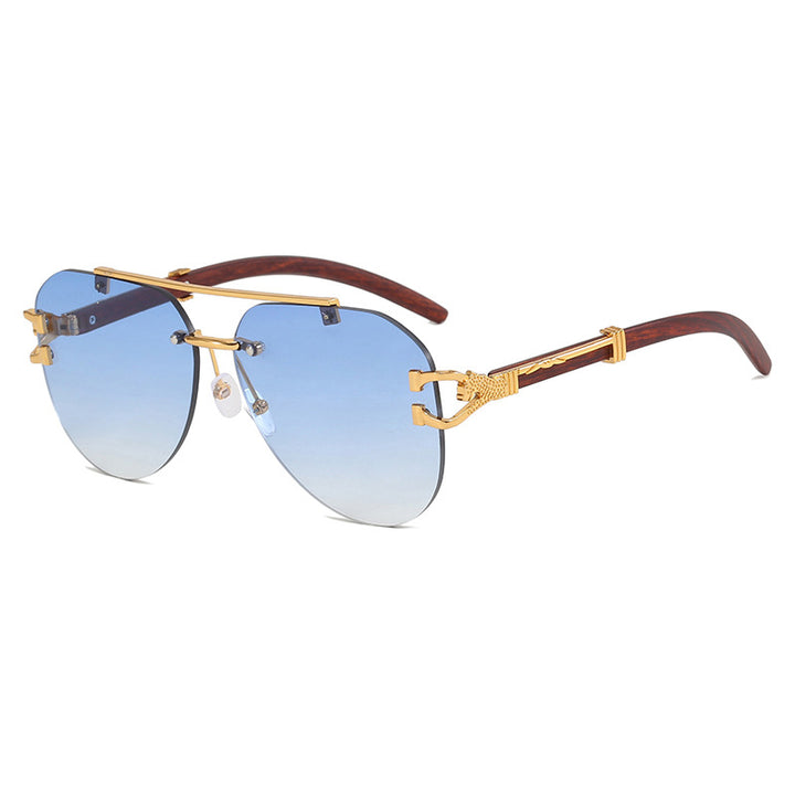 Ladies fashionable pilot sunglasses with luxurious metal accents and wood details Stornfield