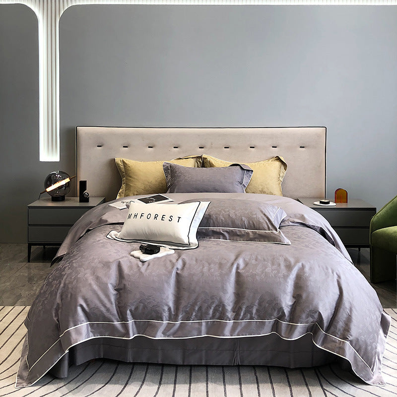 Luxury Cotton-Sateen Duvet Cover Ensemble with Hidden Closure, Corner Ties & Matching Shams