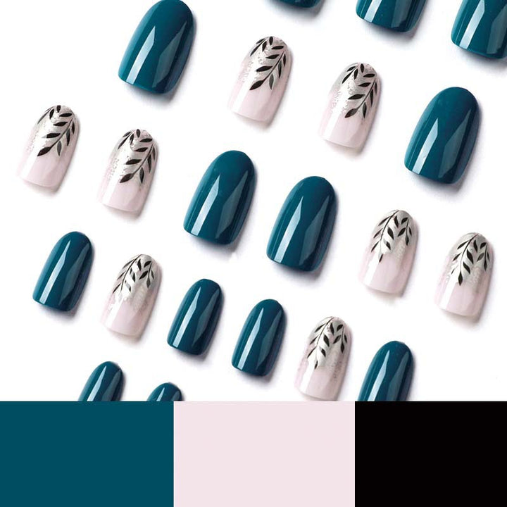 Elegant Nail Art with Floral Accent and Metallic Details Stornfield