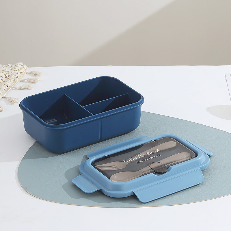 Multi-Compartment Bento Lunch Box with Integrated Utensils