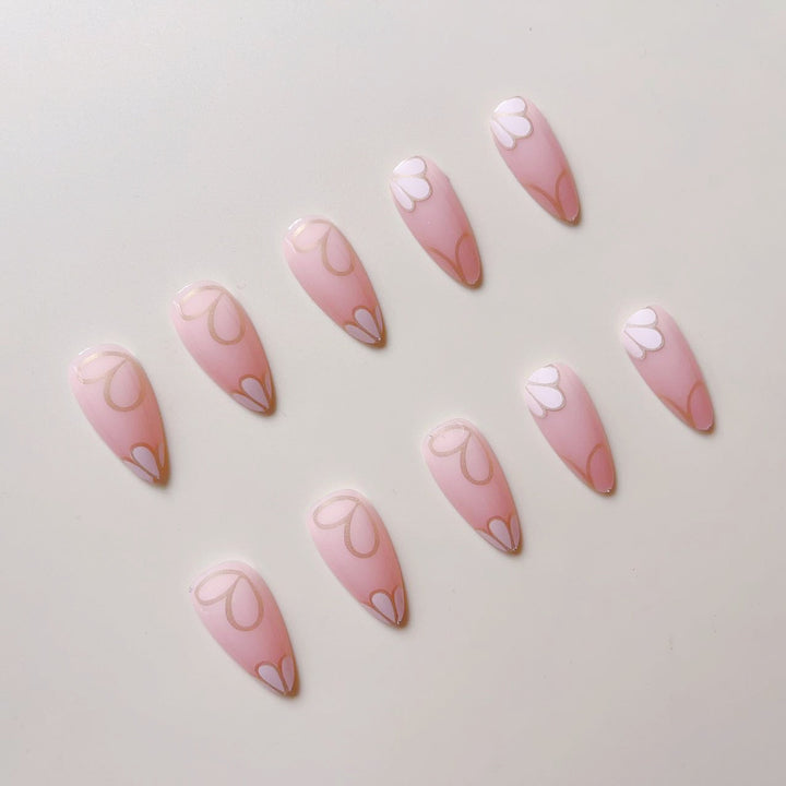 Artificial nail set with luxurious floral 3D decorations Stornfield