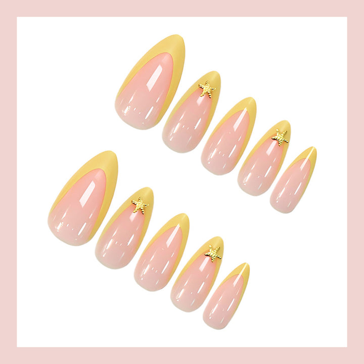 Artificial nail set with elegant tip and golden details Stornfield