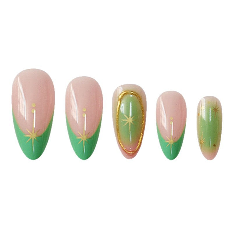 Artistic Press-On Nail Set with Star Accents Stornfield