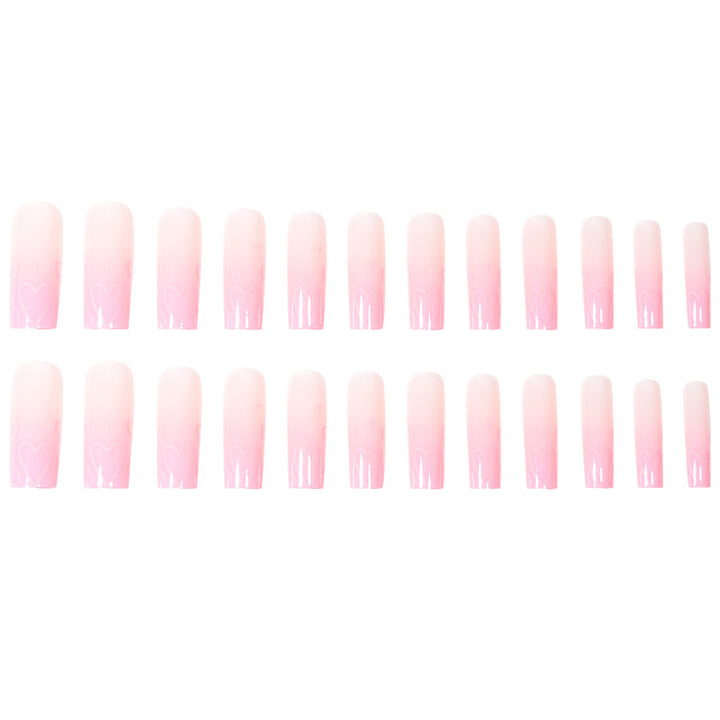 Heart-Design Long Press-On Nails Stornfield