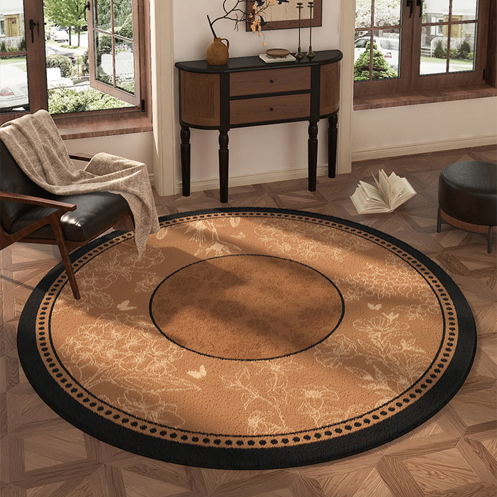 Round Floral Design Area Rug