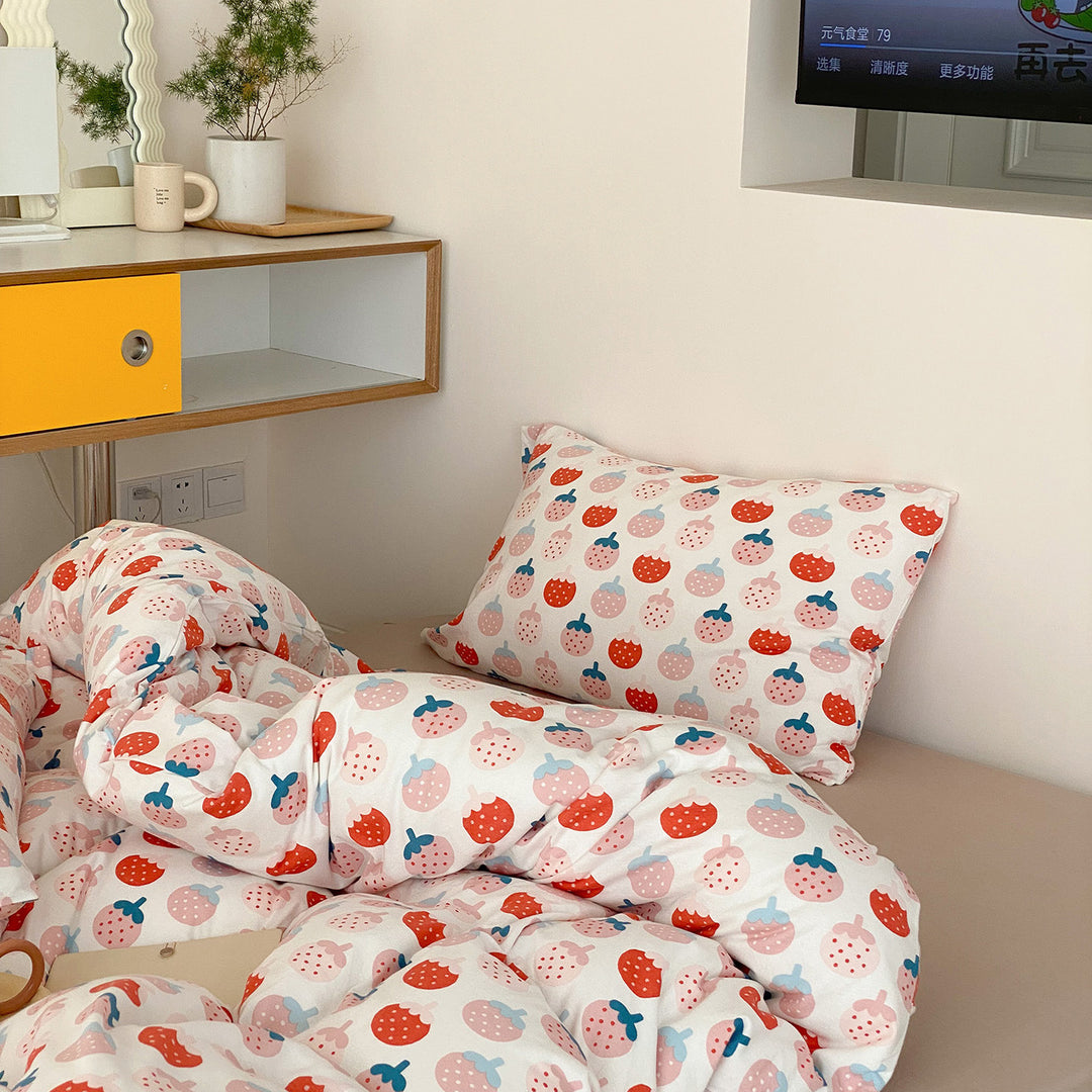 Cartoon Bear Print Duvet Cover and Pillowcase Set