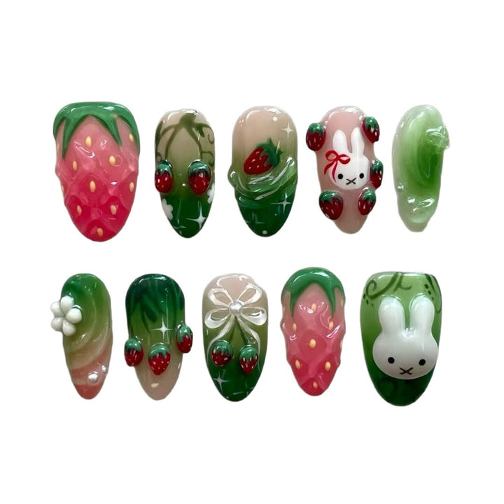 Artistic Floral Press-On Nail Set Stornfield