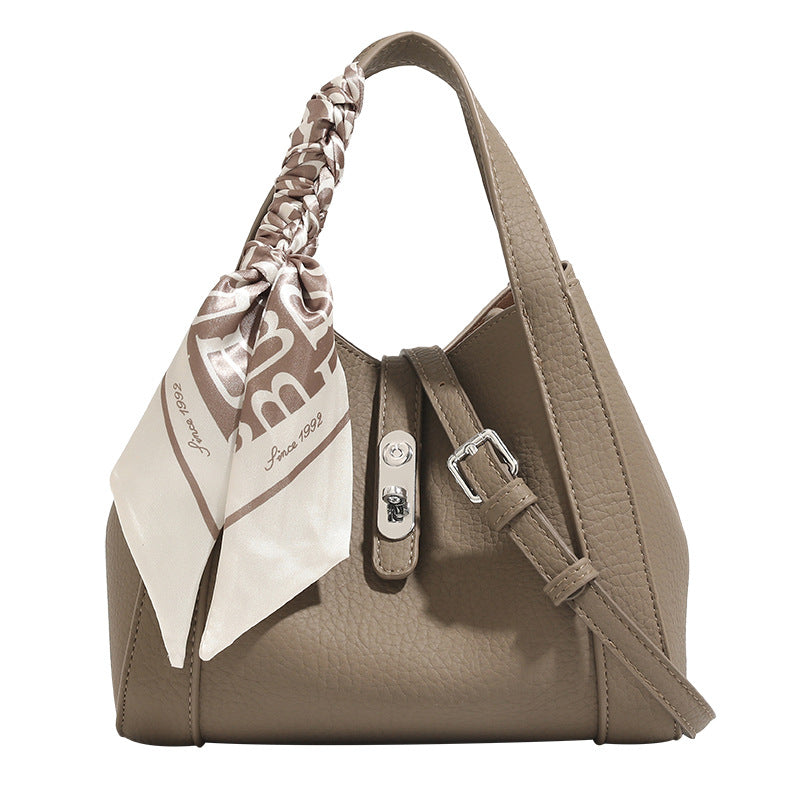 Stylish Structured Handbag with Scarf Detail