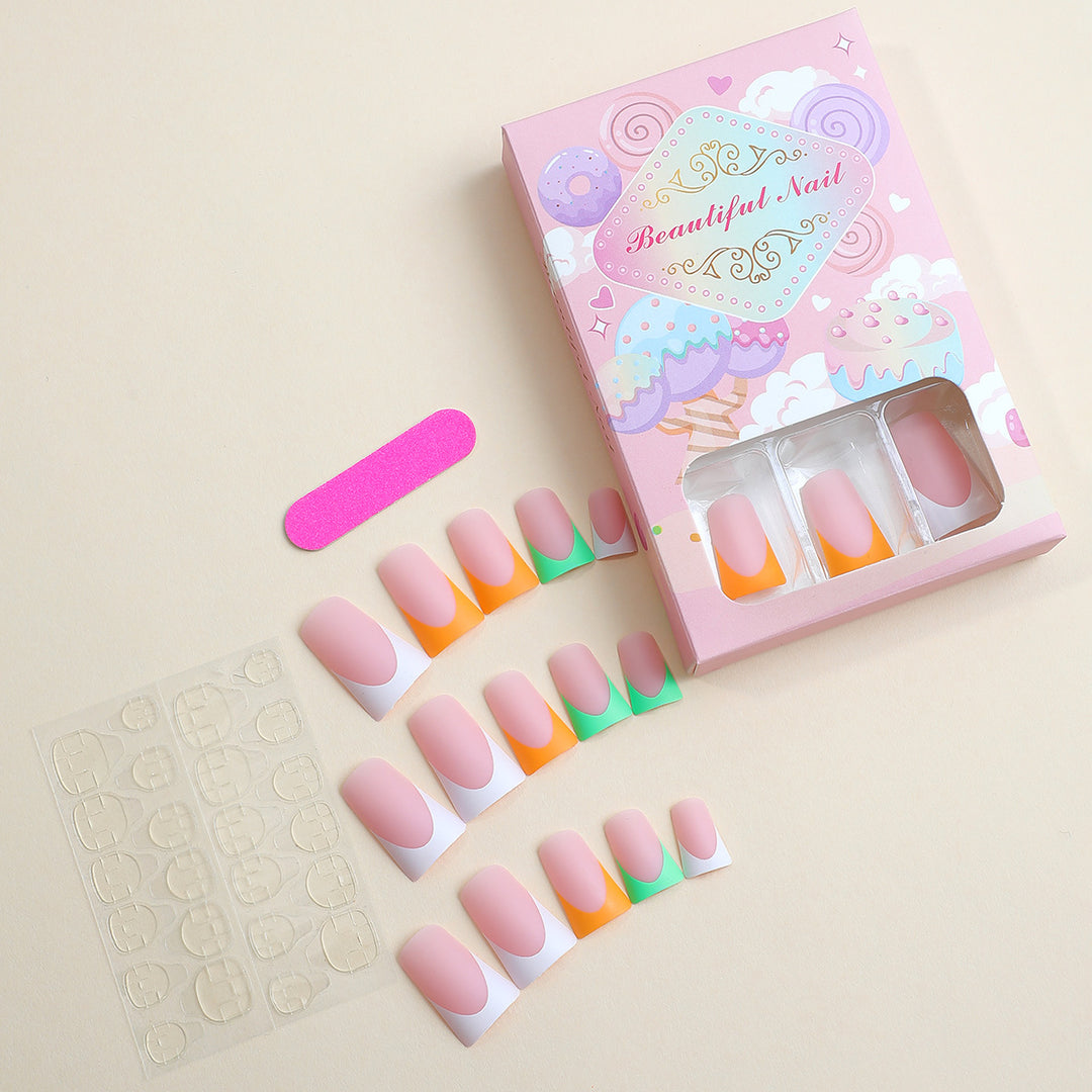 Artistic Press-On Nail Set with Unique Colorful Tips Stornfield