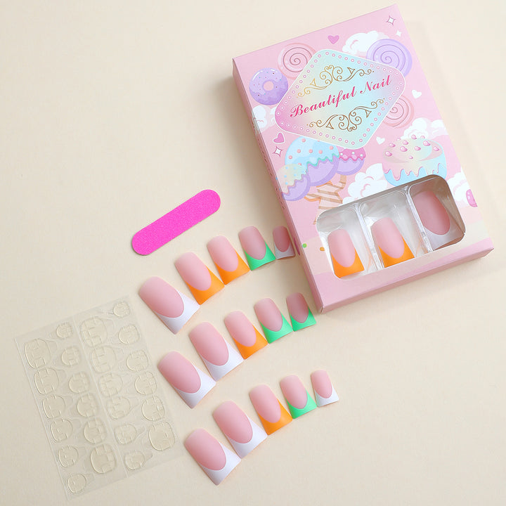 Artistic Press-On Nail Set with Unique Colorful Tips Stornfield