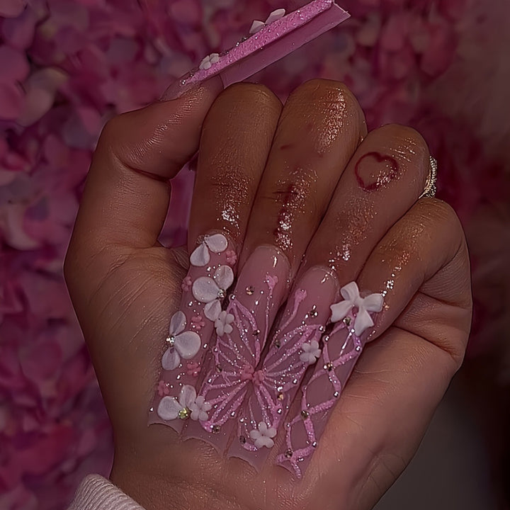 Artistic Floral Press-On Nail Design Stornfield