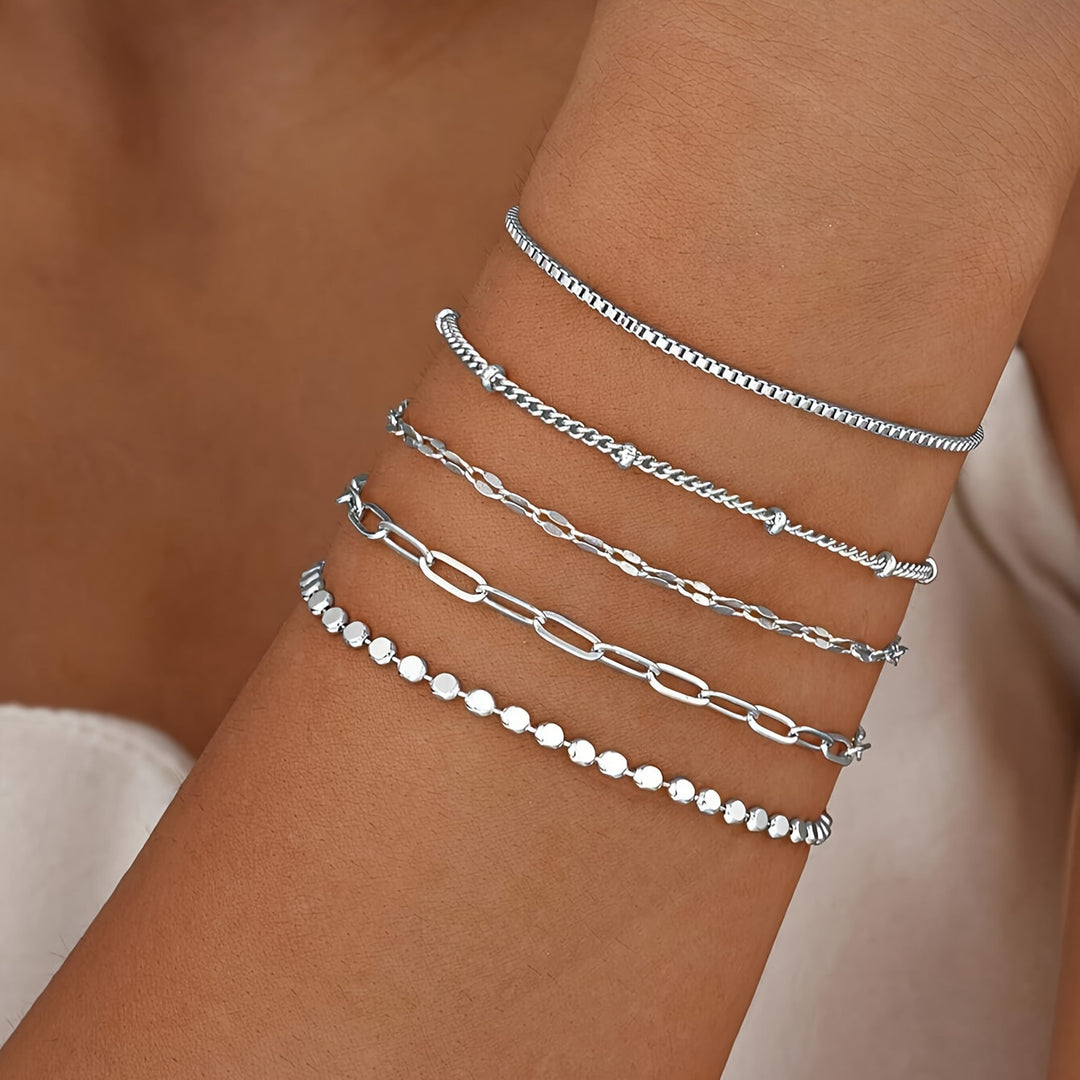Delicate Gold Chain Bracelet Set Stornfield