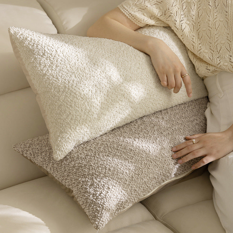 Extra-long ergonomic bouclé lumbar pillow