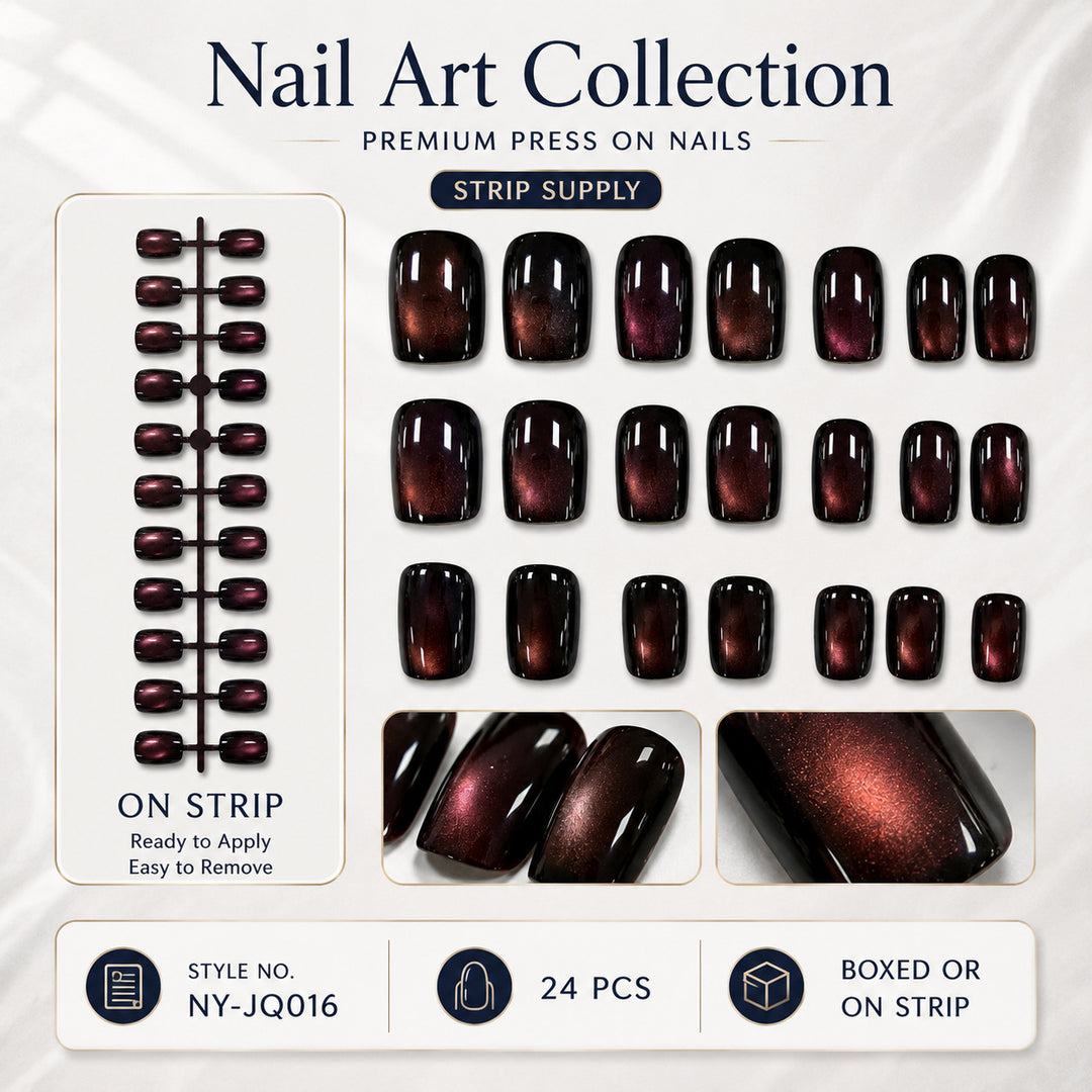 Premium Press-On Nails with Metallic Shine Stornfield