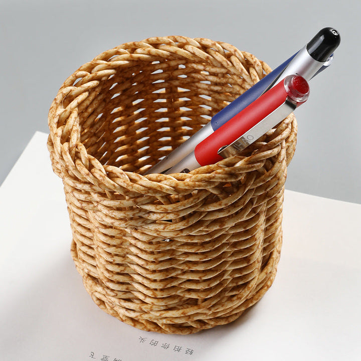 Handcrafted Round Wicker Storage Basket Stornfield