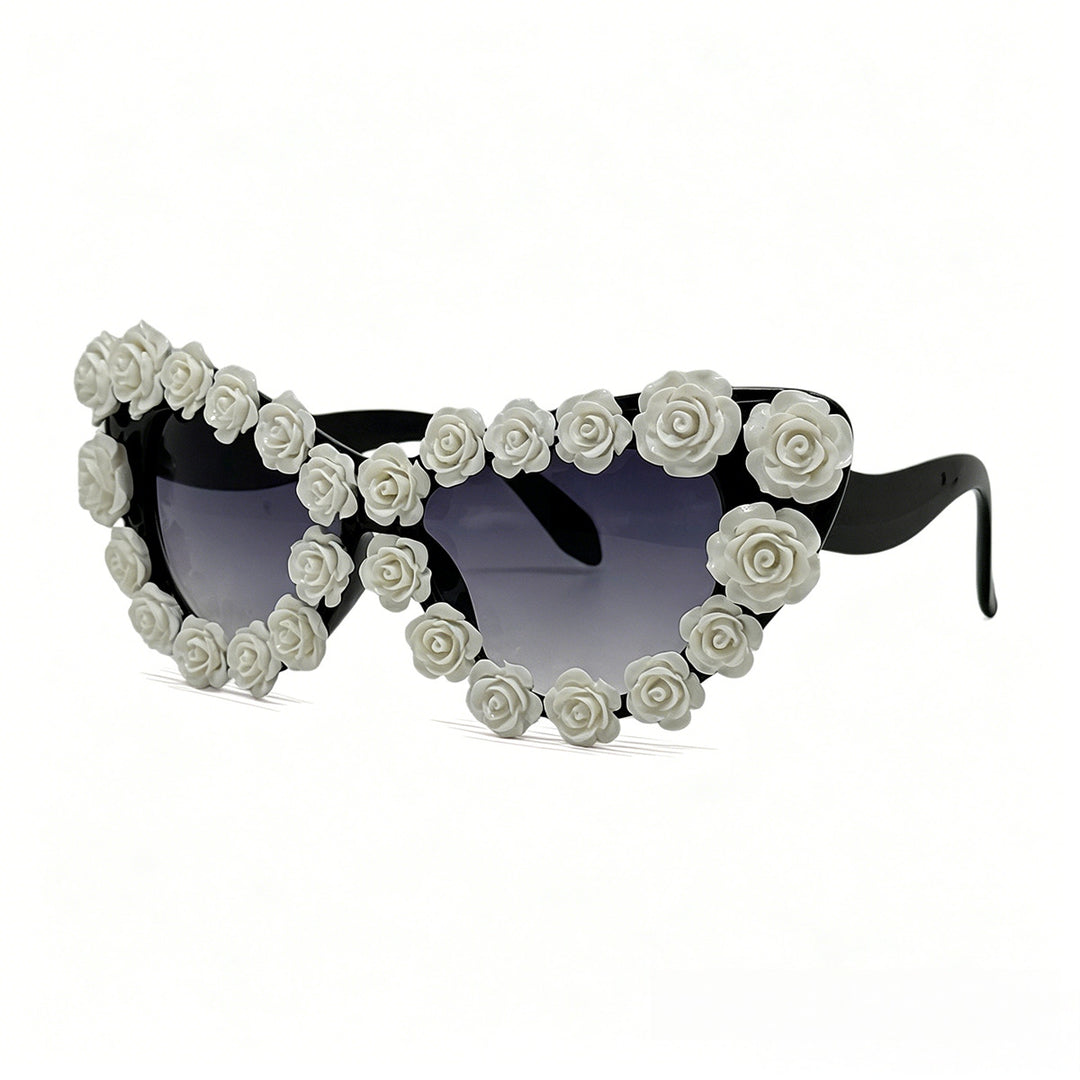 Women's Heart-Shaped Sunglasses with Floral Application Stornfield