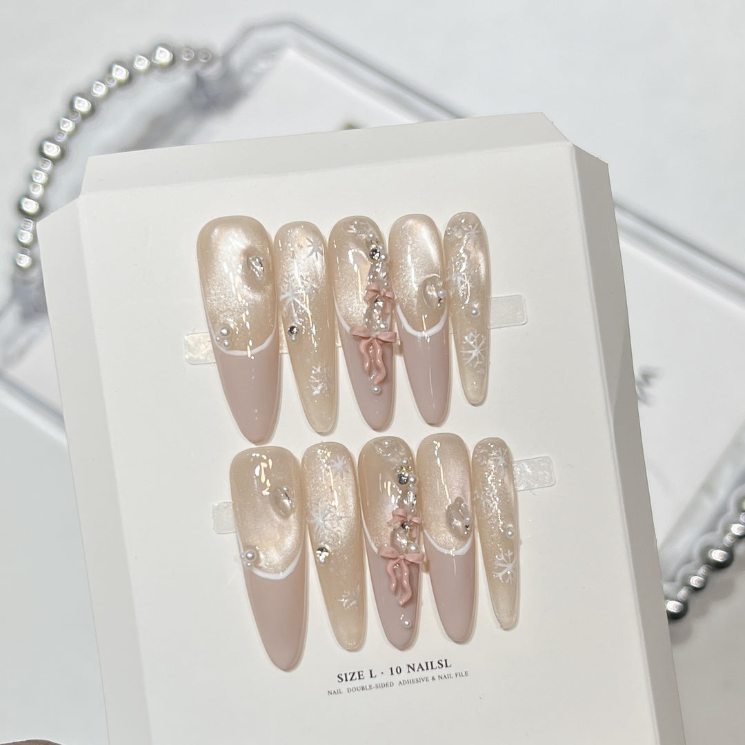 Decorative Stiletto Press-On Nail Set with Artistic Accents Stornfield