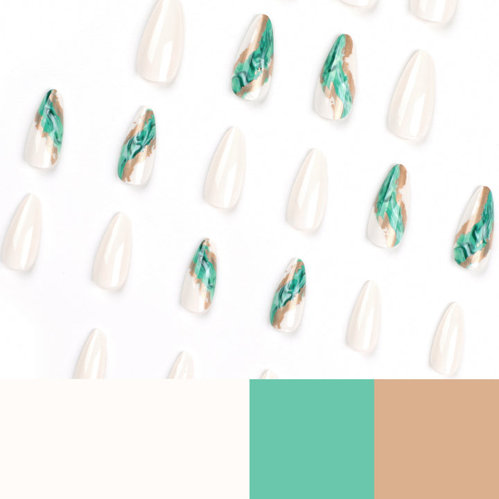 Artful Nail Extensions with Elegant Marbled Design Stornfield