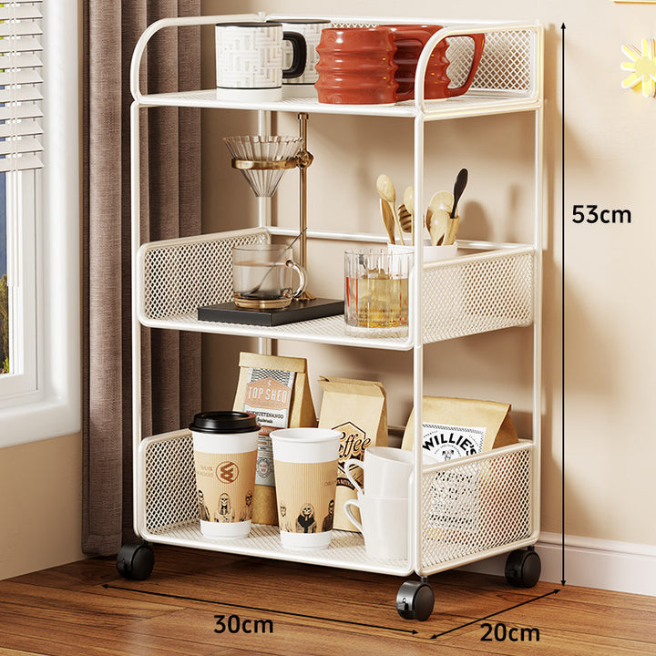 Tiered Metal Mesh Countertop Organizer Shelf with Raised Mesh Sides
