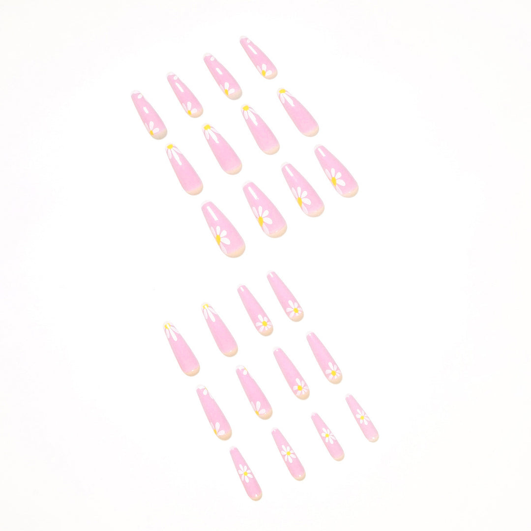 Artistic acrylic nails with flower decoration Stornfield