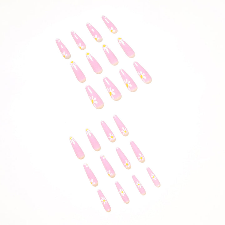 Artistic acrylic nails with flower decoration Stornfield