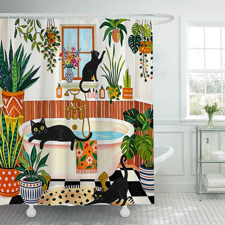 Cat-Themed Bathroom Shower Curtain Stornfield
