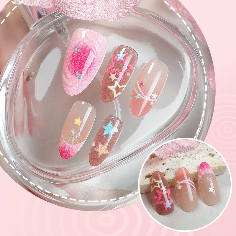 Artistic Star Pattern Press-On Nail Set