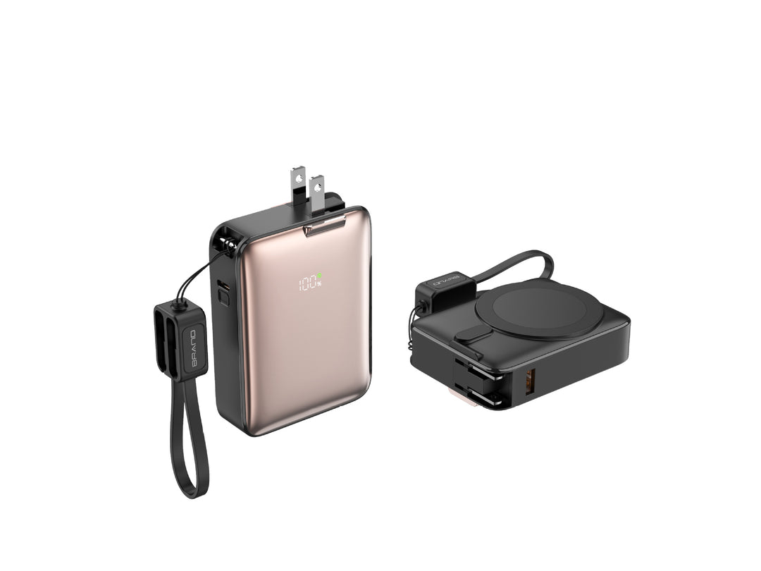 Portable power bank with integrated magnetic charger and smart LED display Stornfield