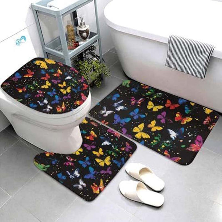 Geometric Pattern Bathroom Mat Set
