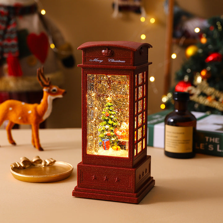 Illuminated Christmas lantern with snow and Christmas motif Stornfield