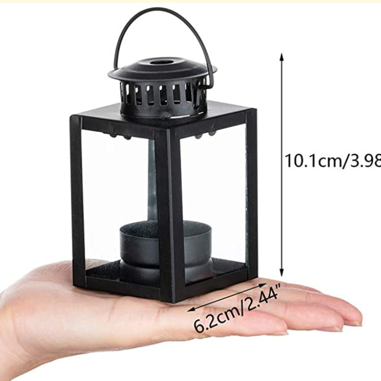 Mini Metal Tea Light Lantern with Glass Panels and Foldable Carry Handle Stornfield