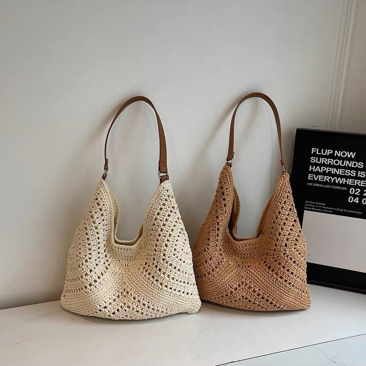Handmade crochet bag with leather handles Stornfield