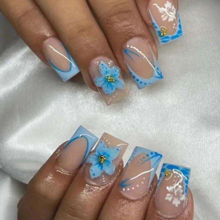 Artisan Floral Acrylic Press-On Nail Set Stornfield