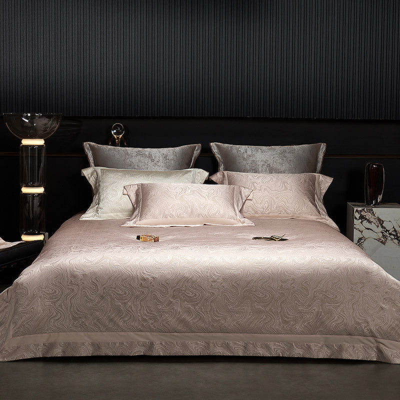 Luxury Jacquard Sateen Swirl-Pattern Duvet Cover and Pillow Sham Set